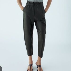 Zara Leather Paperbag Waist Pants
